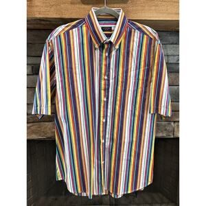 Men’s PAUL&SHARK Yachting Striped Short Sleeve Button Up Shirt 43 L *B8